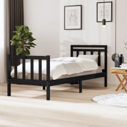 vidaXL Massivholzbett Schwarz 100x200 cm