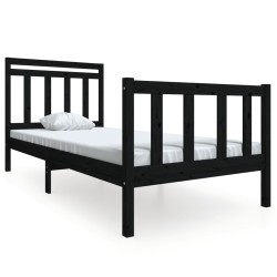 vidaXL Massivholzbett Schwarz 100x200 cm