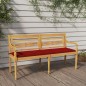 vidaXL Batavia-Bank mit Rotem Kissen 150 cm Massivholz Teak vidaXL Batavia-Bank mit Rotem Kissen 150 cm Massivholz Teak