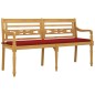 vidaXL Batavia-Bank mit Rotem Kissen 150 cm Massivholz Teak vidaXL Batavia-Bank mit Rotem Kissen 150 cm Massivholz Teak