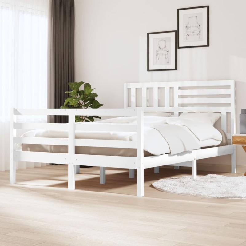 vidaXL Massivholzbett Weiß 140x190 cm vidaXL Massivholzbett Weiß 140x190 cm
