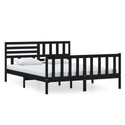 vidaXL Massivholzbett Schwarz 160x200 cm