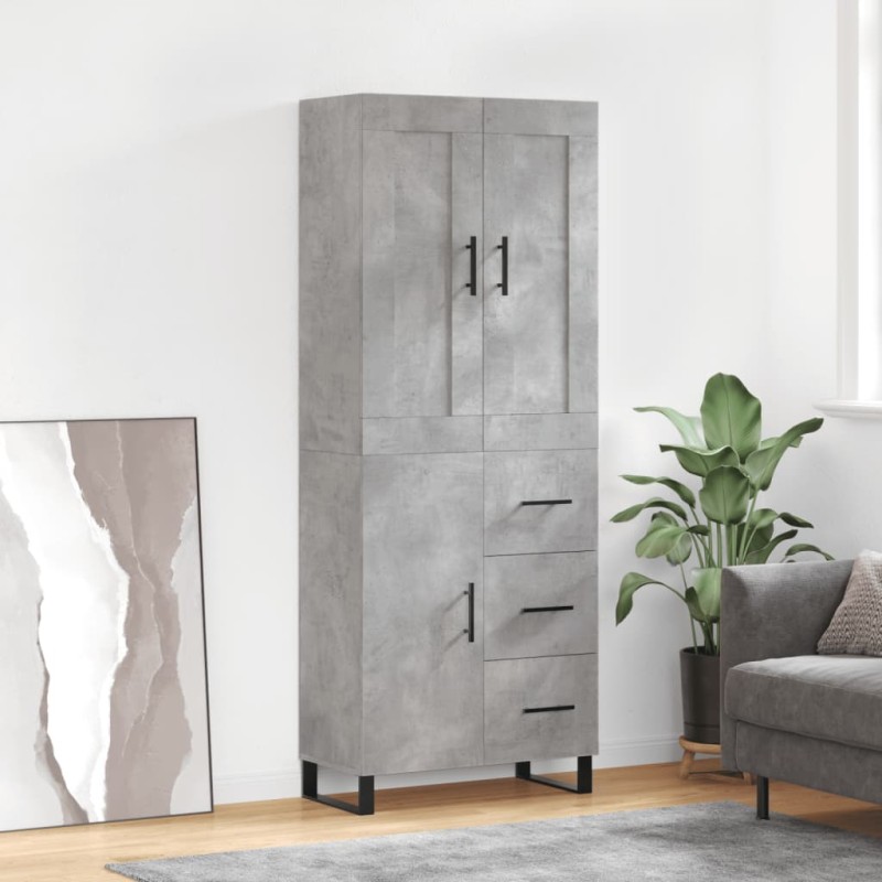Highboard Betongrau 69,5x34x180 cm Holzwerkstoff Highboard Betongrau 69,5x34x180 cm Holzwerkstoff