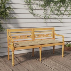 vidaXL Batavia-Bank mit Beigem Kissen 150 cm Massivholz Teak