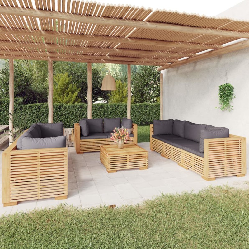 vidaXL 9-tlg. Garten-Lounge-Set mit Kissen Massivholz Teak vidaXL 9-tlg. Garten-Lounge-Set mit Kissen Massivholz Teak