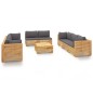 vidaXL 9-tlg. Garten-Lounge-Set mit Kissen Massivholz Teak vidaXL 9-tlg. Garten-Lounge-Set mit Kissen Massivholz Teak