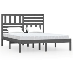 vidaXL Massivholzbett Grau Kiefer 140x190 cm