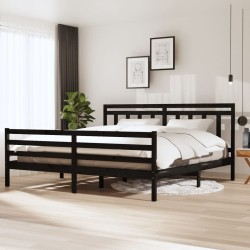 vidaXL Massivholzbett Schwarz 200x200 cm