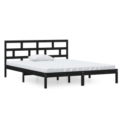 vidaXL Massivholzbett Schwarz 120x190 cm