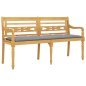 vidaXL Batavia-Bank mit Grauem Kissen 150 cm Massivholz Teak vidaXL Batavia-Bank mit Grauem Kissen 150 cm Massivholz Teak