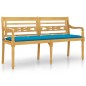 vidaXL Batavia-Bank mit Hellblauem Kissen 150 cm Massivholz Teak vidaXL Batavia-Bank mit Hellblauem Kissen 150 cm Massivholz Teak