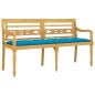 vidaXL Batavia-Bank mit Hellblauem Kissen 150 cm Massivholz Teak vidaXL Batavia-Bank mit Hellblauem Kissen 150 cm Massivholz Teak