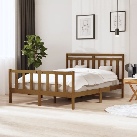 vidaXL Massivholzbett Honigbraun 150x200 cm