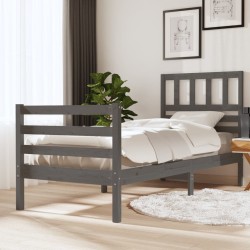 vidaXL Massivholzbett Grau 90x200 cm
