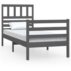 vidaXL Massivholzbett Grau 90x200 cm