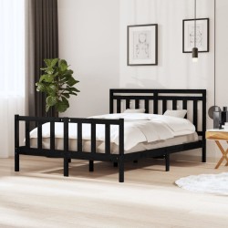 vidaXL Massivholzbett Schwarz 150x200 cm