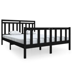 vidaXL Massivholzbett Schwarz 150x200 cm