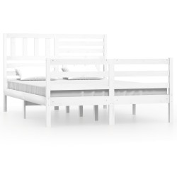 vidaXL Massivholzbett Weiß 135x190 cm