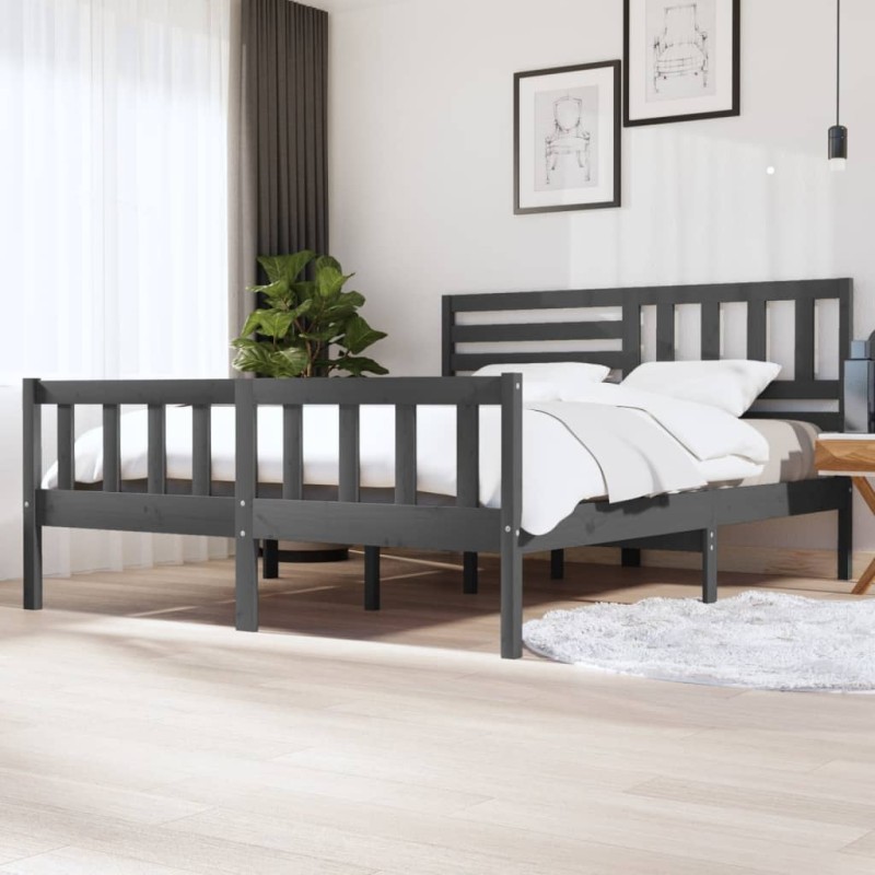 vidaXL Massivholzbett Grau 180x200 cm vidaXL Massivholzbett Grau 180x200 cm