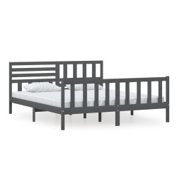 vidaXL Massivholzbett Grau 180x200 cm