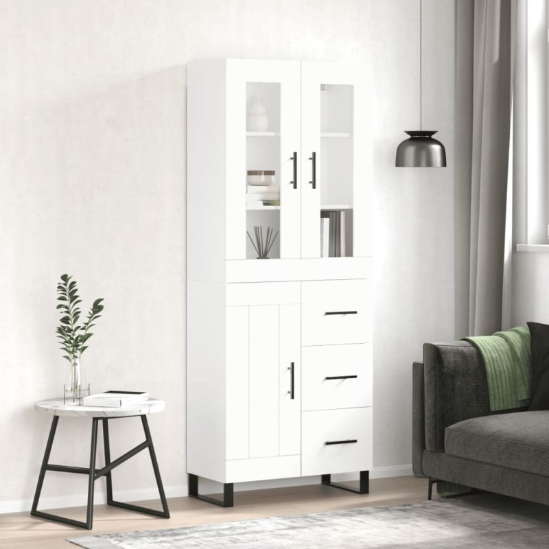 Highboard Weiß 69,5x34x180 cm Holzwerkstoff Highboard Weiß 69,5x34x180 cm Holzwerkstoff