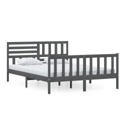 vidaXL Massivholzbett Grau 150x200 cm
