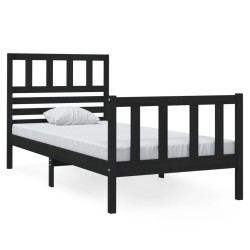 vidaXL Massivholzbett Schwarz 75x190 cm