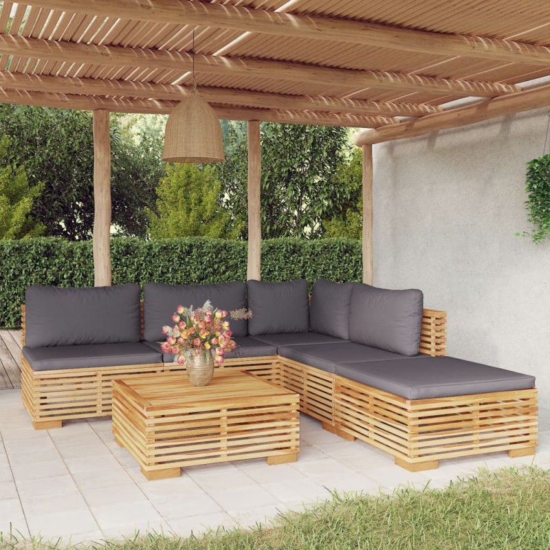 vidaXL 6-tlg. Garten-Lounge-Set mit Kissen Massivholz Teak vidaXL 6-tlg. Garten-Lounge-Set mit Kissen Massivholz Teak