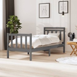 vidaXL Massivholzbett Grau 90x200 cm
