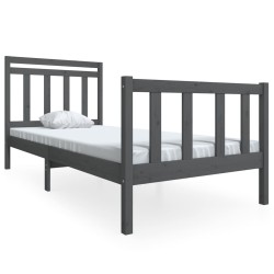 vidaXL Massivholzbett Grau 90x200 cm