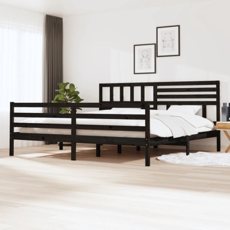 vidaXL Massivholzbett Schwarz 180x200 cm