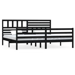vidaXL Massivholzbett Schwarz 180x200 cm