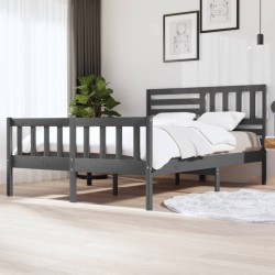 vidaXL Massivholzbett Grau 140x200 cm