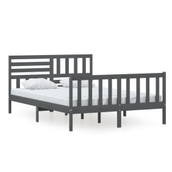 vidaXL Massivholzbett Grau 140x200 cm