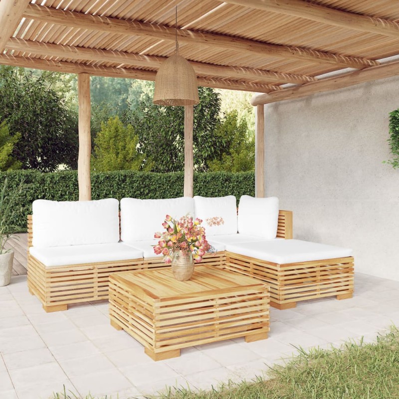 vidaXL 5-tlg. Garten-Lounge-Set mit Kissen Massivholz Teak vidaXL 5-tlg. Garten-Lounge-Set mit Kissen Massivholz Teak