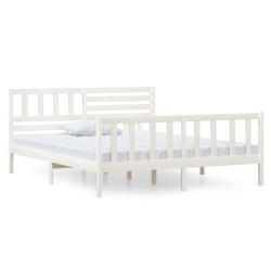 vidaXL Massivholzbett Weiß 135x190 cm