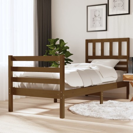 vidaXL Massivholzbett Honigbraun 100x200 cm