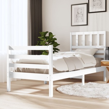 vidaXL Massivholzbett Weiß 90x200 cm