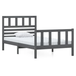 vidaXL Massivholzbett Grau 90x190 cm