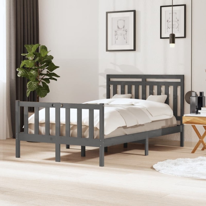 vidaXL Massivholzbett Grau 120x190 cm vidaXL Massivholzbett Grau 120x190 cm