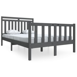 vidaXL Massivholzbett Grau 120x190 cm