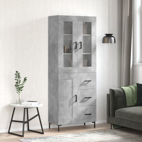 vidaXL Highboard Betongrau 69,5x34x180 cm Holzwerkstoff 