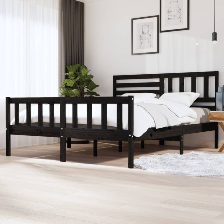 vidaXL Massivholzbett Schwarz 180x200 cm