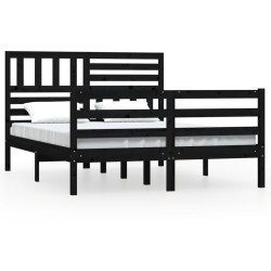 vidaXL Massivholzbett Schwarz 120x190 cm
