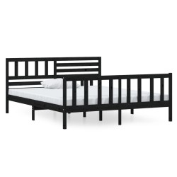 vidaXL Massivholzbett Schwarz 140x190 cm