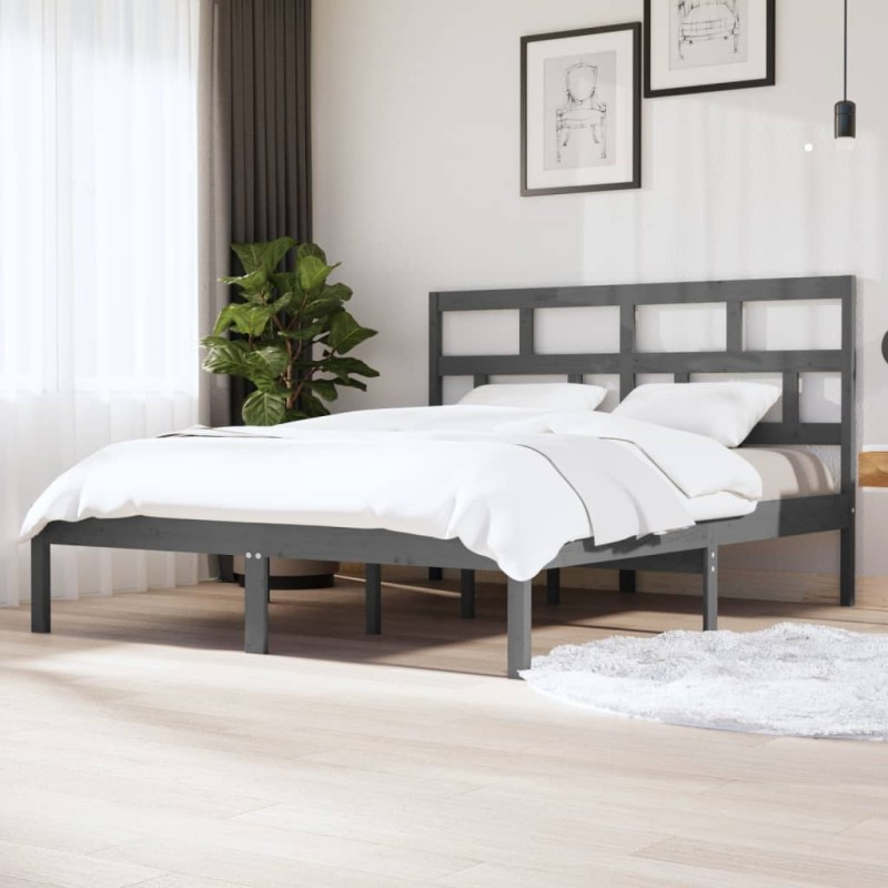 vidaXL Massivholzbett Grau 180x200 cm vidaXL Massivholzbett Grau 180x200 cm