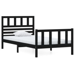 vidaXL Massivholzbett Schwarz 90x200 cm