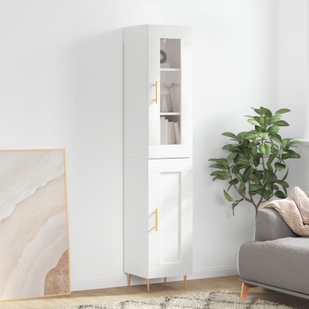 vidaXL Highboard Hochglanz-Weiß 34,5x34x180 cm Holzwerkstoff 