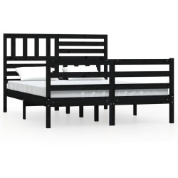 vidaXL Massivholzbett Schwarz 120x200 cm