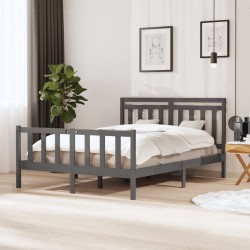 vidaXL Massivholzbett Grau 150x200 cm